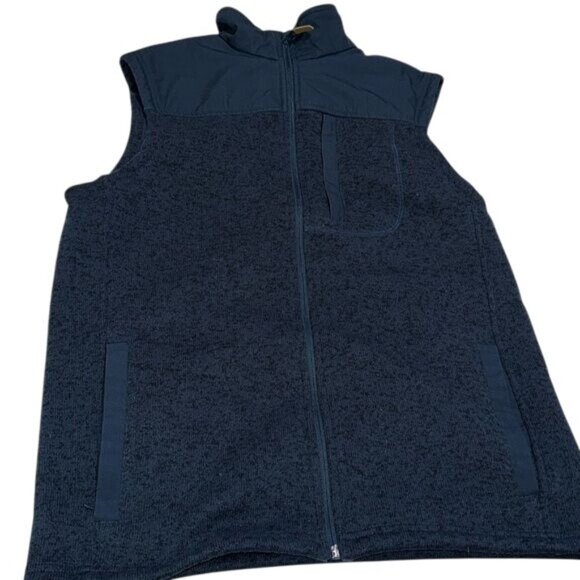 George Vest Mens Large 38-40 Sherpa Sweater Fleece Zip up Navy Blue Preppy Warm - Picture 1 of 6